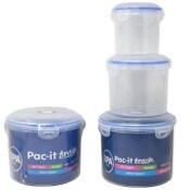 Wholesale - 3pc RND. PLASTIC FOOD STORAGE CONTAINER SET PAC-IT FRESH C/P 24, UPC: 887030730097